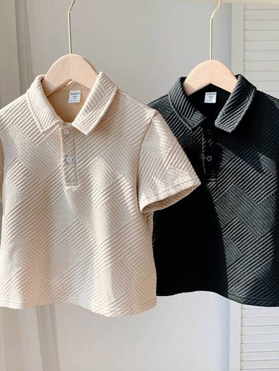 SHEIN قمصان بولو شبابية غير رسمية بطوق مطوي وأكمام قصيرة مصنوعة من نسيج ناعم، قطعتين , مريحة ومتعددة الاستخدامات