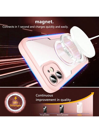 1 قطعة غطاء مغناطيسي وردي مع واقي شاشة مدمج ، [متوافق مع MagSafe] غطاء هاتف حماية كامل من الصدمات بمواد صديقة للبشرة وتصميم مانع للانزلاق، متوافق مع هواتف آيفون وسامسونج جالاكسي