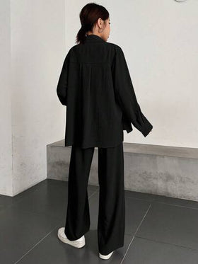 DAZY مجموعة بقطعتين بسيطة وعادية للاستخدام اليومي للسيدات، ملابس منزلية للخريف للنساء