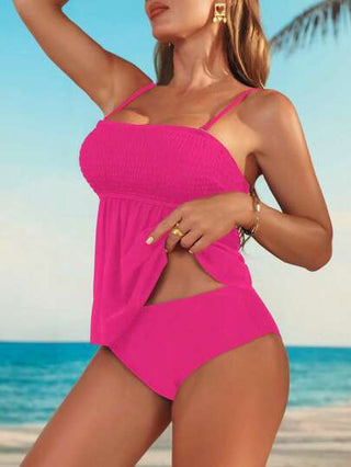 طقم تانكيني حريمي Swim طقم سباحة (تانكيني) للنساء ذو لون واحد بتصميم بسيط للاستخدام اليومي الصيفي