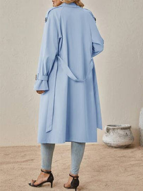 SHEIN Clasi معطف كاجوال طويل الأكمام مزدوج الصدر للسيدات في فصل الخريف/الشتاء