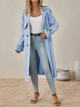 SHEIN Clasi معطف كاجوال طويل الأكمام مزدوج الصدر للسيدات في فصل الخريف/الشتاء