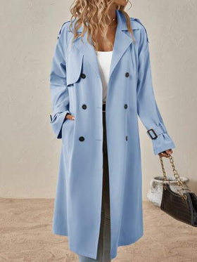 SHEIN Clasi معطف كاجوال طويل الأكمام مزدوج الصدر للسيدات في فصل الخريف/الشتاء