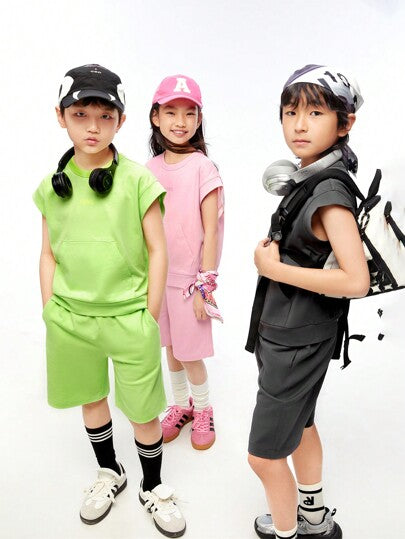 girls-sets Annil طفل فتى بنت فتى كبير وسط طوق صدرة مجموعة صيف