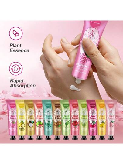 MISS FACTORX علبة تحتوي على 12 مجموعة/ صندوق من مجموعة هدية من مرطّب شفاه وكريم لليدين، مناسبة لإهدائها في حفل الزفاف أو للنساء أو الأصدقاء مع كيس حب وبطاقة شكر، مناسبة لتوزيعها كهدايا لموظفي الشركة