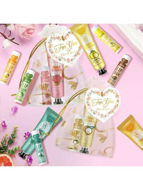 MISS FACTORX علبة تحتوي على 12 مجموعة/ صندوق من مجموعة هدية من مرطّب شفاه وكريم لليدين، مناسبة لإهدائها في حفل الزفاف أو للنساء أو الأصدقاء مع كيس حب وبطاقة شكر، مناسبة لتوزيعها كهدايا لموظفي الشركة