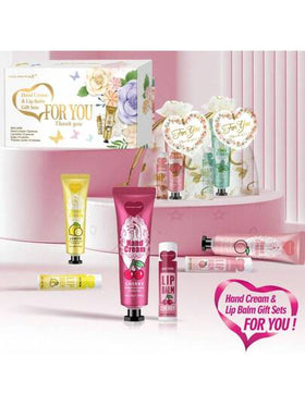 MISS FACTORX علبة تحتوي على 12 مجموعة/ صندوق من مجموعة هدية من مرطّب شفاه وكريم لليدين، مناسبة لإهدائها في حفل الزفاف أو للنساء أو الأصدقاء مع كيس حب وبطاقة شكر، مناسبة لتوزيعها كهدايا لموظفي الشركة