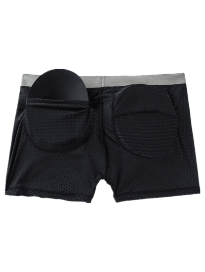 JOCKMAIL شورت داخلي طويل للرجال مرتفع في المؤخرة شبكي بواسطة قطعة إسفنجية، زاوية مسطحة، مؤخرة مزيفة