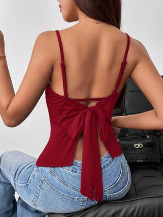 Firerie ملابس علوية بلا أكمام ورقبة على شكل V وظهر جذاب بلا ظهر للنساء