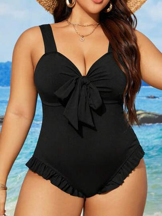 Swim Lushoire ملابس سباحة قطعة واحدة بلون واحد بسيطة للاستخدام اليومي لسيدات البدناء في الصيف
