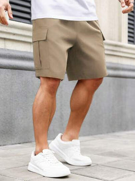 Manfinity Homme شورت كارجو عارضة للرجال بجيوب بحجم زائد للإستخدام اليومي