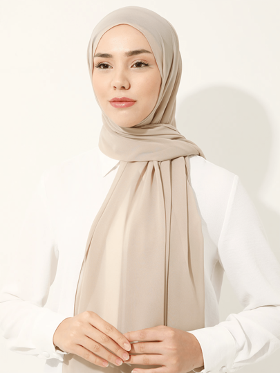 قطعة واحدة من اكسسوارات العباءة للنساء، وشاح شيفون بلون سادة بسيط وأنيق لتغطية الرأس، اكسسوارات للمرأةرمضان