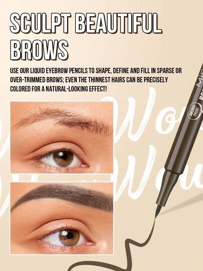 Misslyn قلم حواجب سائل طويل الأمد "BROW CHICKA WOW WOW"، متوفر ب- 3 خيارات لون، يخلق مظهر مكياج طبيعي، سهل الاستخدام، مقاوم للماء، ومقاوم للتشويش
