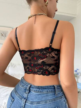 ملابس داخلية نسائية مثيرة للاستخدام اليومي، حمالة صدر بتصميم قلب من الدانتيل