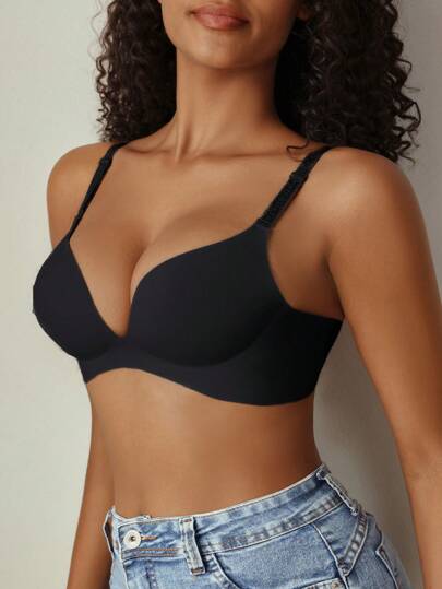 Shein Underwear&Sleepwear Basics حمالة صدر نسائية بلون سادة بسيطة للارتداء اليومي