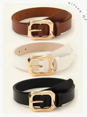 Belt buckles 3 أشرطة حزام جلدية مربعة ذهبية اللون للحياة اليومية، أنيقة وعصرية للفساتين والتي شيرتات والبنطلونات الكاجوال للنساء في الصيف والمدرسة والخريف وعيد الهالوين