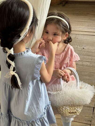 Vintaside Kids تي شيرت بأكمام كاب وردي رائع للفتيات، ملابس الأطفال الصيفية، تي شيرت أميرة مفرغة مع تنورة كيك من الدانتيل الوردي وشورت