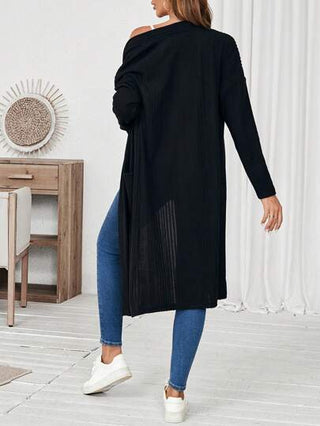 LUNE جاكيت نسائية طويلة باللون الأسود واسعة و مريحة للإستخدام المنزلي أو العادي، لفصلي الخريف والشتاء