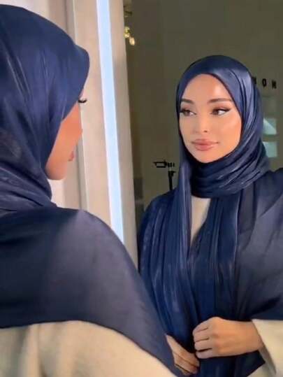 قطعة واحدة من اكسسوارات العباءة النسائية غطاء رأس حجاب من الحرير الناعم للسيدات، حجاب رأس محافظ بلون عادي للاستخدام اليومي في الملابس العربية الكاجوالرمضان