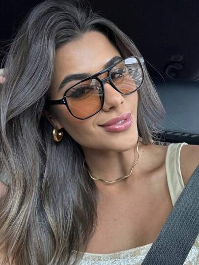 نظارة شمسية كبيرة مربعة الشكل للنساء مزينة بالدبابيس، نظارات شمسية عصرية للارتداء اليومي والعطلات الصيفية على الشاطئ والخارج والسفر، بتصميم كاجوال كبير الحجم لإطلالة مميزة للخروج والعودة للمدرسة