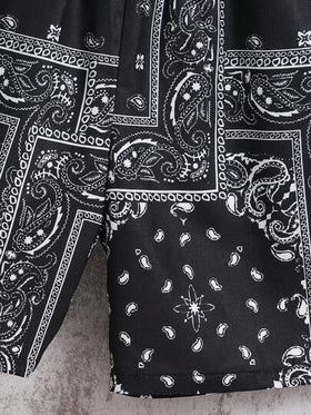 SHEIN سروال رياضي عصري ومريح للولد في المرحلة الانتقالية، طبعات أزرق فاتح، مصنوع من نسيج مضفر واسع