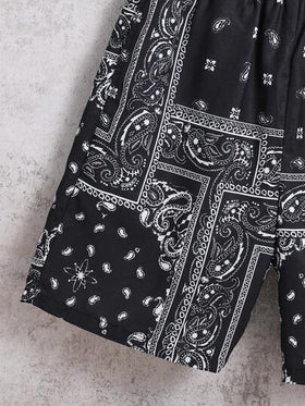 SHEIN سروال رياضي عصري ومريح للولد في المرحلة الانتقالية، طبعات أزرق فاتح، مصنوع من نسيج مضفر واسع
