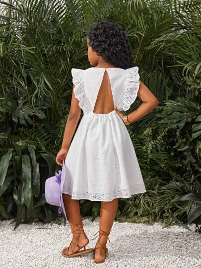 SHEIN فتاة مراهقة ثوب صيفي/ربيعي عاري الأكمام مصنوع من نسيج البلوزة الصلبة