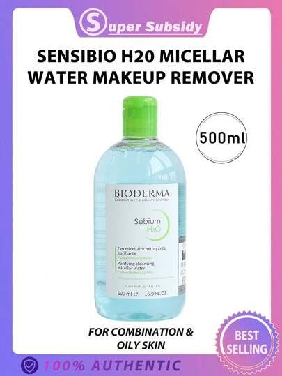 Bioderma ماء ميسيللار سينسيبيو H2O سعة 500 مل ، محلول منقي وتنظيف ، مناسب للبشرة المختلطة/الدهنية ، للوجه والعيون ، صيغة بدون شطف ، لطيف ، خالٍ من العطور والكحول ، تقنية الميسيللار مثالية للبشرة العادية إلى الحساسة