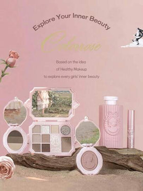 COLORROSE بودرة تسليط الضوء على الوجه, تصميم غطاء مغناطيسي, لوحة تسليط الضوء بالوان متلألئة, تسليط الضوء اللامع بمظهر طبيعي , إضاءة مكياج الوجه , خفيفة وناعمة , مستحضر تجميلي لتحسين جمال الوجه