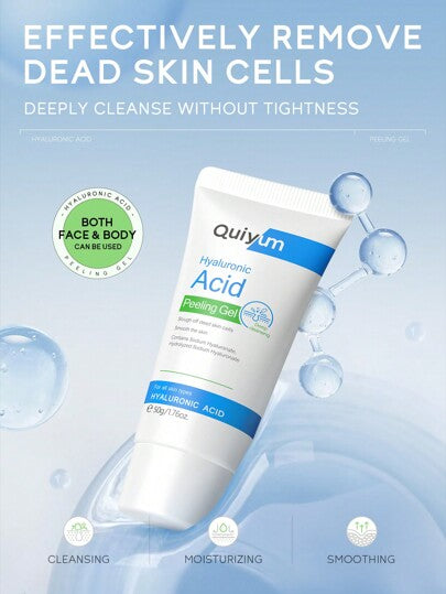 مجموعة ترطيب QUIYUM  Hyaluronic Acid للعناية بالبشرة، تحتوي على (كريم الوجه 30 جرام وغسول الوجه 50 جرام وكريم العين 15 جرام وسيروم الوجه 17 مل ومقشر الوجه 50 جرام ولوسيون الجسم 100 جرام)، ترطيب وتفتيح البشرة مع هدايا العناية بالبشرة، تحسن من الجمال...