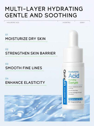 مجموعة ترطيب QUIYUM  Hyaluronic Acid للعناية بالبشرة، تحتوي على (كريم الوجه 30 جرام وغسول الوجه 50 جرام وكريم العين 15 جرام وسيروم الوجه 17 مل ومقشر الوجه 50 جرام ولوسيون الجسم 100 جرام)، ترطيب وتفتيح البشرة مع هدايا العناية بالبشرة، تحسن من الجمال...