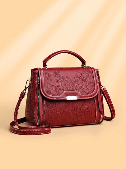 حقيبة كبيرة سعة مصمّمة بطبعات و فتحتان طبقات، حقيبة يد للسيدات الأنيقات والأنيقات في منتصف العمر
