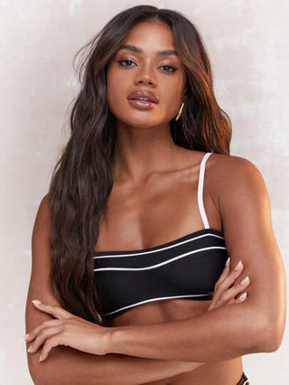 MISSGUIDED طقم بيكيني مكون من بندو علوي وسفلي، زينة بخياطة كونتراست مناسب للصيف