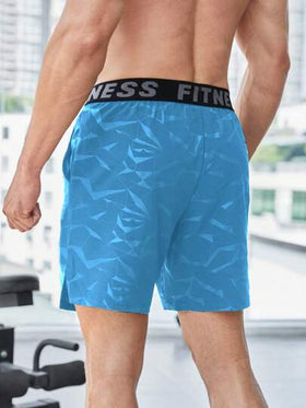 Manfinity Sport Corelite شورت كاجوال للرجال مطبوع عليه رمز ثور وأحرف على نسيج مغزول، ملابس لصالة الألعاب الرياضية