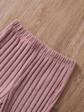 girls-sets مجموعة ملابس علوية أكمام طويلة بقلنسوة وبنطال تناسب غير ضيق لفتيات المراهقات الصغيرات باللون الصلب لفصل الربيع / الصيف