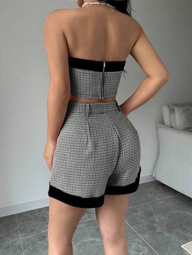 Chiquease مجموعة قصيرة مع حمالة بسيطة يومية للنساء