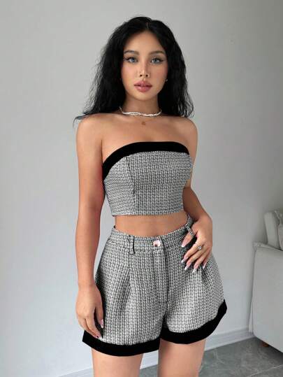Chiquease مجموعة قصيرة مع حمالة بسيطة يومية للنساء