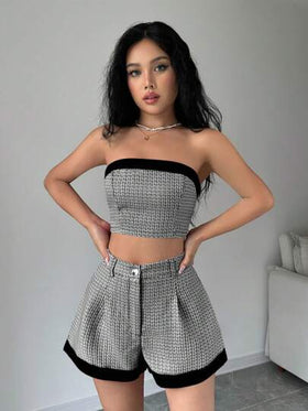 Chiquease مجموعة قصيرة مع حمالة بسيطة يومية للنساء