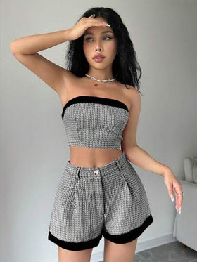 Chiquease مجموعة قصيرة مع حمالة بسيطة يومية للنساء