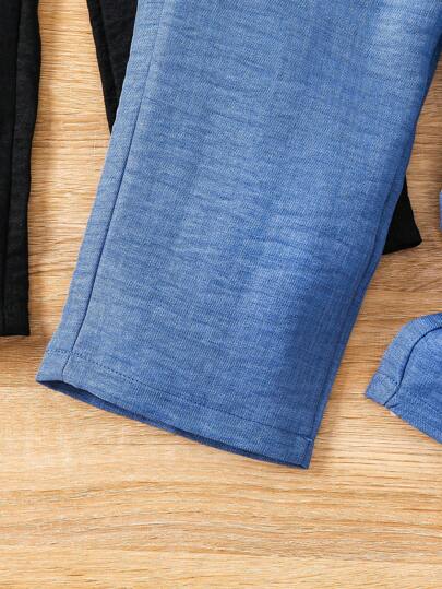 SHEIN Vintaside Kids سروال فضفاض بخصر زهري لفتاة شابة ذوي الأرجل الواسعة بموحد اللون للملابس العارضة