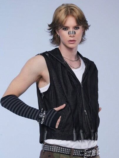 Manfinity Denimwave جاكيت جينز رجالية بغطاء رأس