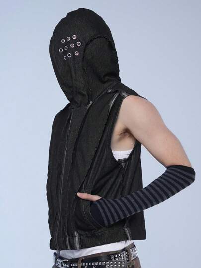 Manfinity Denimwave جاكيت جينز رجالية بغطاء رأس