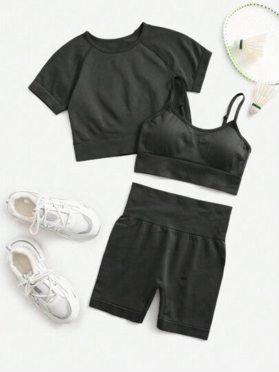 SHEIN Sport Gameset طقم يوغا رياضي نسائي عالي المرونة والثبات