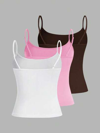 EZwear طقم 3 قطع من البلوزات الخزامى البسيطة الكاجوال بلا أكمام للنساء ، صيفي