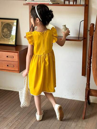 فستان أطفال Vintaside Kids فستان أصفر بربطات شابة بنمط ريفي للفتاة الصغيرة