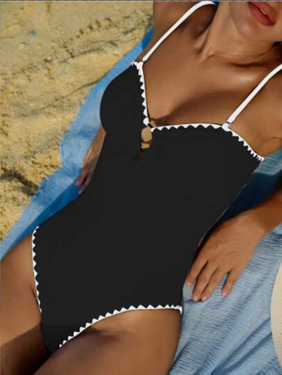 مايوه حريمي قطعة واحدة Swim بدلة سباحة قطعة واحدة من الكروشيه ذات طباعة أفعى بيضاء للنساء، صيفية