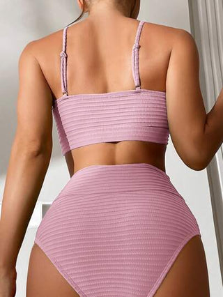 Swim Basics مجموعة بكيني تويست بندو ذات لون واحد مناسبة للنساء للصيف على الشاطئ