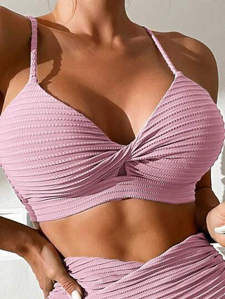Swim Basics مجموعة بكيني تويست بندو ذات لون واحد مناسبة للنساء للصيف على الشاطئ