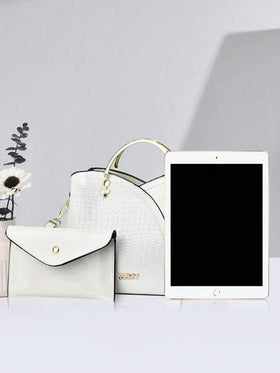 طقم حقيبة كتف أنيقة عصرية بقبضة علوية قطعتين، حقيبة كتف كبيرة السعة أنيقة، حقيبة حماة جديدة لعام 2024، حقيبة يد نسائية بنقشة جلد التمساح باللون الأحادي، حقيبة دلو نسائية لامعة عالية الجودة، حقيبة كتف واسعة السعة، حقيبة عبر الجسم عصرية ومهيبة، أفضل هدية عي