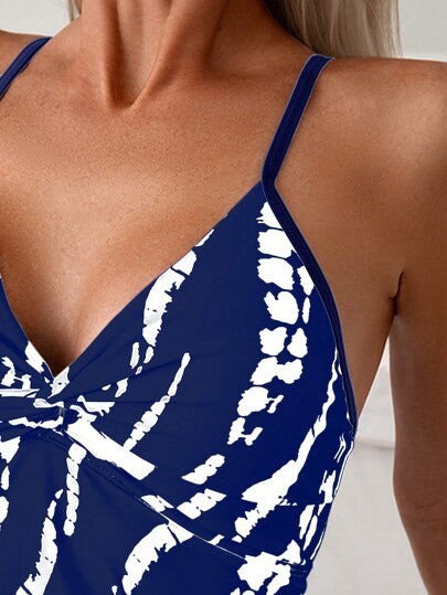 طقم تانكيني حريمي Swim Lushoire شورتات صيفية فاتنة بطباعة ربط الصبغة وتانكيني للشاطئ